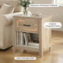 Sikaic Nightstand Farmhouse Nightstand with Drawer & Open Shelf Grey Oak Grey Oak / Engineered Wood / Farmhouse