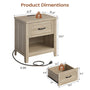 Sikaic Nightstand Farmhouse Nightstand with Drawer & Open Shelf Grey Oak Grey Oak / Engineered Wood / Farmhouse
