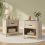 Sikaic Nightstand Farmhouse Nightstand with Drawer & Open Shelf Grey Oak Grey Oak / Engineered Wood / Farmhouse