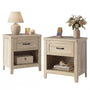 Sikaic Nightstand Farmhouse Nightstand with Drawer & Open Shelf Grey Oak Grey Oak / Engineered Wood / Farmhouse