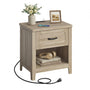 Sikaic Nightstand Farmhouse Nightstand with Drawer & Open Shelf Grey Oak Grey Oak / Engineered Wood / Farmhouse