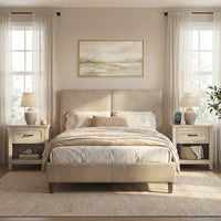 Sikaic Nightstand Farmhouse Nightstand with Drawer & Open Shelf Grey Oak Grey Oak / Engineered Wood / Farmhouse