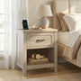 Sikaic Nightstand Farmhouse Nightstand with Drawer & Open Shelf Grey Oak Grey Oak / Engineered Wood / Farmhouse