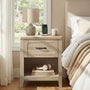 Sikaic Nightstand Farmhouse Nightstand with Drawer & Open Shelf Grey Oak Grey Oak / Engineered Wood / Farmhouse