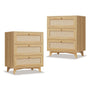 Sikaic Nightstand 2PCS Rattan Nightstand with Charging Station Natural Natural / Engineered Wood / Bohemian