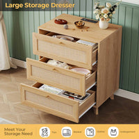 Sikaic Nightstand Rattan Nightstand with Charging Station Natural Natural / Engineered Wood / Bohemian