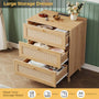 Sikaic Nightstand Rattan Nightstand with Charging Station Natural Natural / Engineered Wood / Bohemian