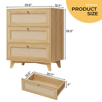 Sikaic Nightstand Rattan Nightstand with Charging Station Natural Natural / Engineered Wood / Bohemian