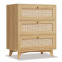 Sikaic Nightstand Rattan Nightstand with Charging Station Natural Natural / Engineered Wood / Bohemian