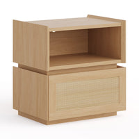 Sikaic Nightstand Sikaic Modular Nightstand with Woven Rattan Drawer Natural Natural / Engineered Wood / Bohemian