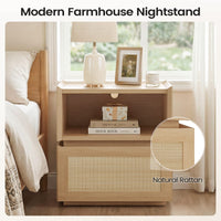 Sikaic Nightstand Sikaic Modular Nightstand with Woven Rattan Drawer Natural Natural / Engineered Wood / Bohemian