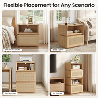 Sikaic Nightstand Sikaic Modular Nightstand with Woven Rattan Drawer Natural Natural / Engineered Wood / Bohemian