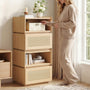 Sikaic Nightstand Sikaic Modular Nightstand with Woven Rattan Drawer Natural Natural / Engineered Wood / Bohemian