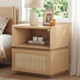 Sikaic Nightstand Sikaic Modular Nightstand with Woven Rattan Drawer Natural Natural / Engineered Wood / Bohemian
