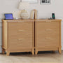 Sikaic Nightstand 2PCS Fluted Nightstand with Charging Station and 3 Drawers Natural Natural / Engineered Wood / Modern