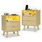 Sikaic Nightstand 2PCS LED Nightstand with Charging Station and Fluted Panel Natural Oak Natural / Engineered Wood / Modern