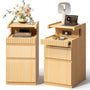 Sikaic Nightstand 2PCS Sikaic Curved Nightstand with Charging Station Natural Wood Natural / Engineered Wood / Modern
