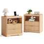 Sikaic Nightstand Fluted LED Nightstand with 2 Drawers & Open Shelf Natural Oak Natural / Engineered Wood / Modern