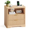 Sikaic Nightstand Fluted LED Nightstand with 2 Drawers & Open Shelf Natural Oak Natural / Engineered Wood / Modern