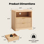 Sikaic Nightstand Fluted LED Nightstand with 2 Drawers & Open Shelf Natural Oak Natural / Engineered Wood / Modern