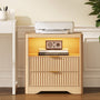 Sikaic Nightstand Fluted LED Nightstand with 2 Drawers & Open Shelf Natural Oak Natural / Engineered Wood / Modern