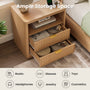 Sikaic Nightstand Fluted LED Nightstand with 2 Drawers & Open Shelf Natural Oak Natural / Engineered Wood / Modern