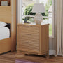 Sikaic Nightstand Fluted Nightstand with Charging Station and 3 Drawers Natural Natural / Engineered Wood / Modern