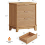 Sikaic Nightstand Fluted Nightstand with Charging Station and 3 Drawers Natural Natural / Engineered Wood / Modern