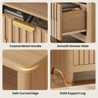 Sikaic Nightstand Fluted Nightstand with Charging Station Natural Oak Natural / Engineered Wood / Modern