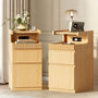Sikaic Nightstand Sikaic Curved Nightstand with Charging Station Natural Wood Natural / Engineered Wood / Modern