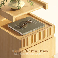 Sikaic Nightstand Sikaic Curved Nightstand with Charging Station Natural Wood Natural / Engineered Wood / Modern