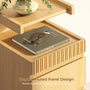 Sikaic Nightstand Sikaic Curved Nightstand with Charging Station Natural Wood Natural / Engineered Wood / Modern