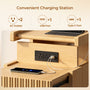 Sikaic Nightstand Sikaic Curved Nightstand with Charging Station Natural Wood Natural / Engineered Wood / Modern