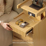 Sikaic Nightstand Sikaic Curved Nightstand with Charging Station Natural Wood Natural / Engineered Wood / Modern