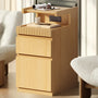 Sikaic Nightstand Sikaic Curved Nightstand with Charging Station Natural Wood Natural / Engineered Wood / Modern