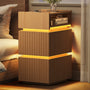 Sikaic Nightstand Sikaic LED Nightstand with Charging Station Natural Natural / Engineered Wood / Modern