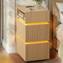 Sikaic Nightstand Sikaic LED Nightstand with Charging Station Natural Natural / Engineered Wood / Modern
