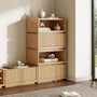 Sikaic Nightstand Sikaic Modular Rattan Nightstand with Wavy Panel Design Natural Oak Natural / Engineered Wood / Modern