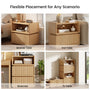 Sikaic Nightstand Sikaic Modular Rattan Nightstand with Wavy Panel Design Natural Oak Natural / Engineered Wood / Modern