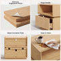 Sikaic Nightstand Sikaic Modular Rattan Nightstand with Wavy Panel Design Natural Oak Natural / Engineered Wood / Modern