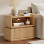 Sikaic Nightstand Sikaic Modular Rattan Nightstand with Wavy Panel Design Natural Oak Natural / Engineered Wood / Modern