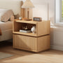 Sikaic Nightstand Sikaic Modular Rattan Nightstand with Wavy Panel Design Natural Oak Natural / Engineered Wood / Modern
