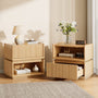 Sikaic Nightstand Sikaic Modular Rattan Nightstand with Wavy Panel Design Natural Oak Natural / Engineered Wood / Modern