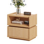 Sikaic Nightstand Sikaic Modular Rattan Nightstand with Wavy Panel Design Natural Oak Natural / Engineered Wood / Modern
