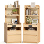 Sikaic Nightstand Sikaic Rattan Corner Nightstand with Charging Station Natural Wood Natural / Engineered Wood / Modern