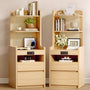 Sikaic Nightstand Sikaic Rattan Corner Nightstand with Charging Station Natural Wood Natural / Engineered Wood / Modern