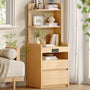 Sikaic Nightstand Sikaic Rattan Corner Nightstand with Charging Station Natural Wood Natural / Engineered Wood / Modern