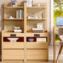Sikaic Nightstand Sikaic Rattan Corner Nightstand with Charging Station Natural Wood Natural / Engineered Wood / Modern