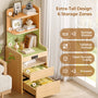 Sikaic Nightstand Sikaic Rattan Corner Nightstand with Charging Station Natural Wood Natural / Engineered Wood / Modern