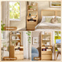 Sikaic Nightstand Sikaic Rattan Corner Nightstand with Charging Station Natural Wood Natural / Engineered Wood / Modern